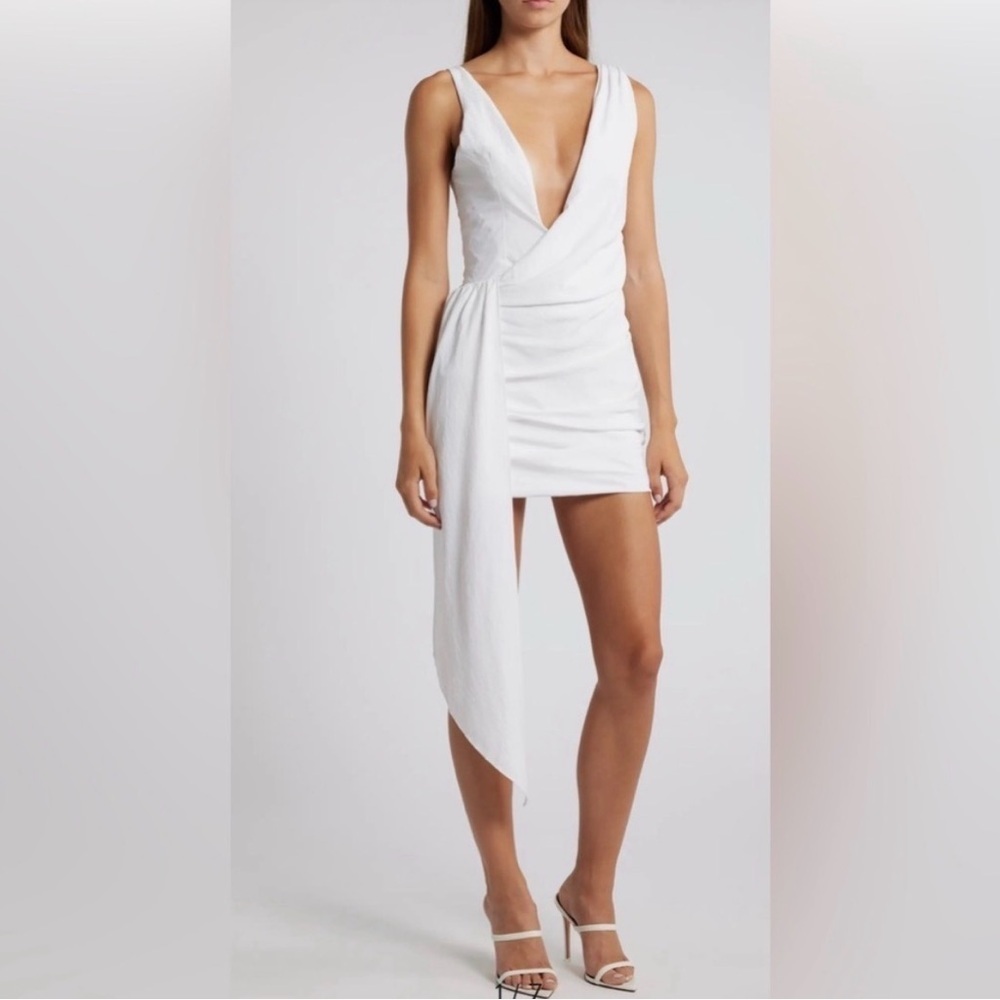 Mistress Rocks Plunge Drape Cocktail Minidress
White - Picture 2 of 12